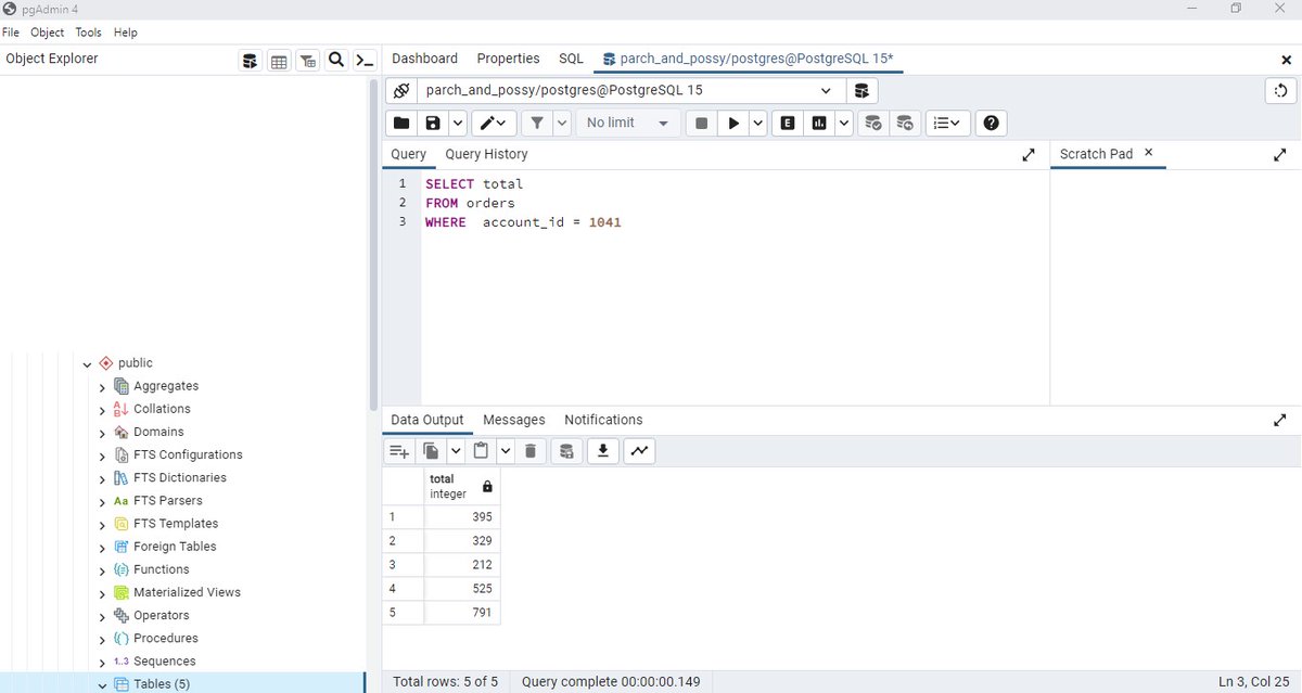 #20dayswithdata, #Day12
Data filtering 

Today I wrote a query to retrieve orders made by a specific customer with account_ id 1041 using the WHERE clause.

#20dayswithdata 
#hertechtrailacademy 
#HTTADataChallenge
#SQLFiltering
#DataQuerying