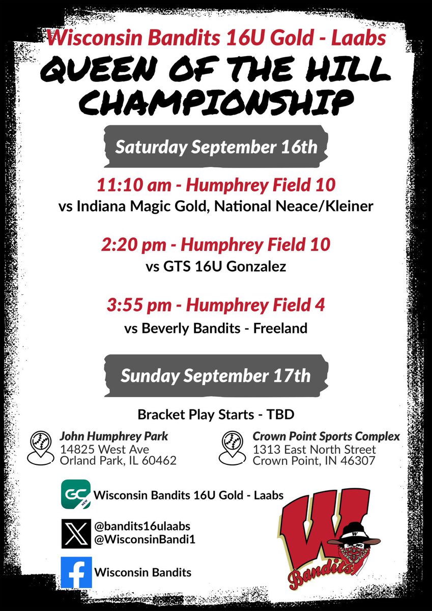 Queen Of The Hill Championship here we come!! These are my game times come and watch! 😆 @mavsbcoach @KristleWolcott @morgan_goedken @CoachBagzTrot @wagner_nat @jwalter09 @CoachGregJones1 @AliNowak4 @AubreyVoboril @LUCCoachAbbott @skubuske @GarrettFurnal @KristinaMcSwee6