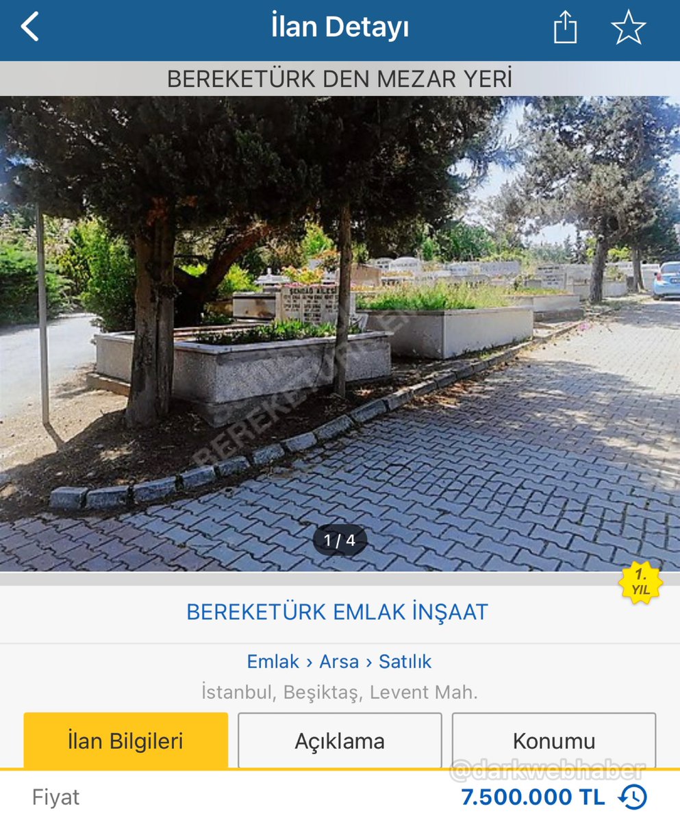darkwebhaber's tweet image. Sahibinden sitesinde Sabancılara komşu mezar yeri 7.500.000₺’ye satışa çıkarıldı.