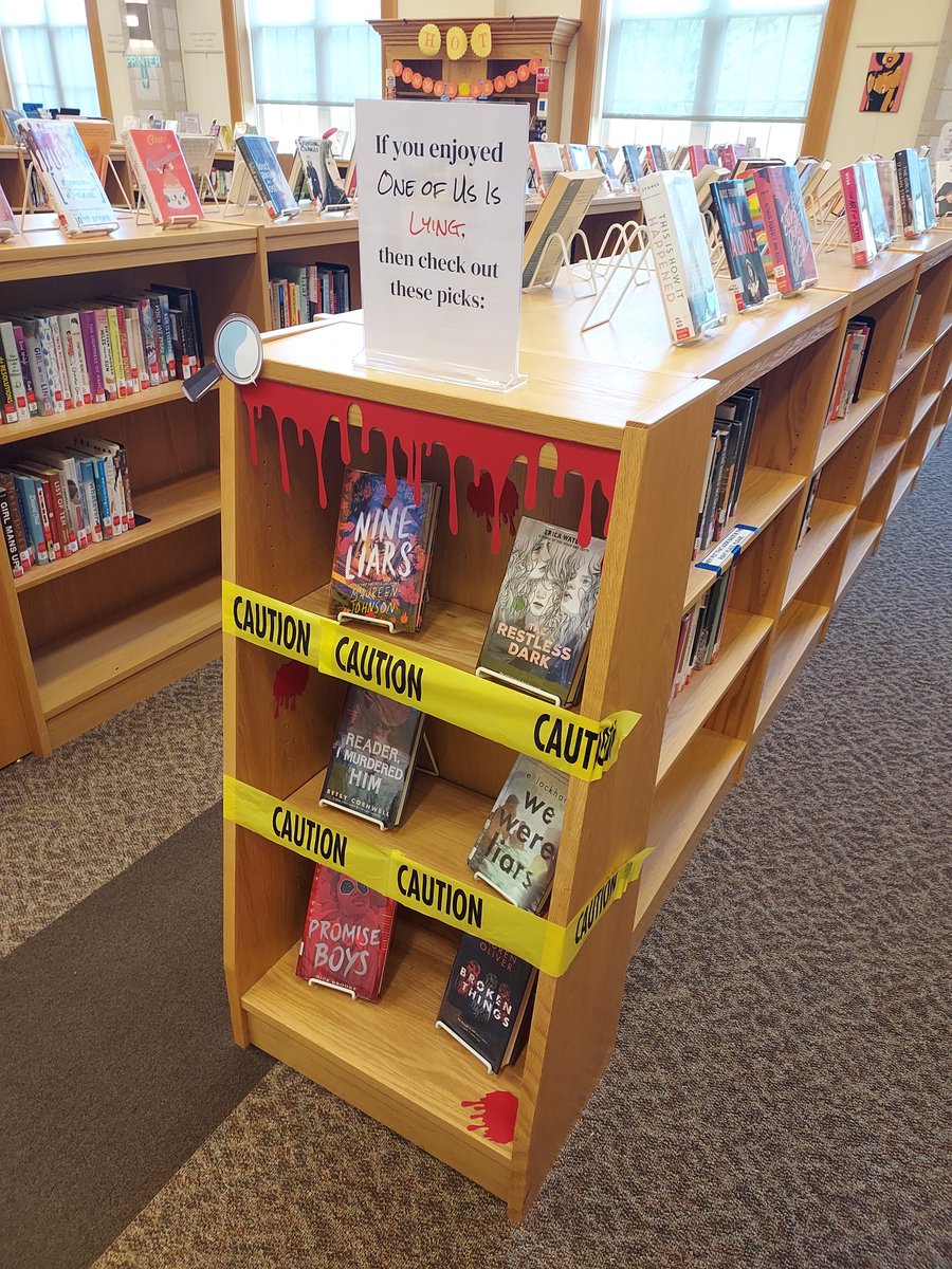 "One of Us Is Lying" by Karen M. McManus is one of our most popular titles. If you enjoyed it, or if you're looking for another murder mystery while you wait for it to come back in, come check out the new display!
