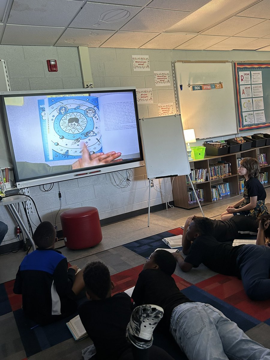 Love seeing students engaged during read aloud in Mrs. Kleinstiver’s 5th grade!  #onlywb #sheikosharks