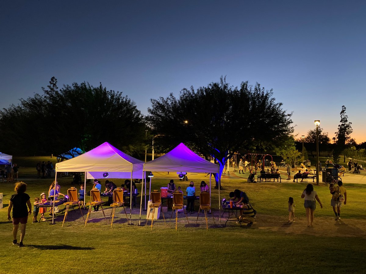 CMBerdettaHodge's tweet photo. Busy time last night as we stopped by the University Park Neighborhood Association meeting, the new #Tempe Signs exhibit at the #Tempe History Museum, and #ArtsInTheParks at Corbell Park! https://t.co/c3lmcXNU0j