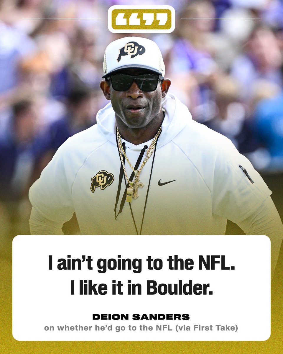 espn's tweet photo. You heard the man: Coach Prime isn't headed to the league anytime soon 👀

(via @FirstTake) https://t.co/fI6prSOmcD