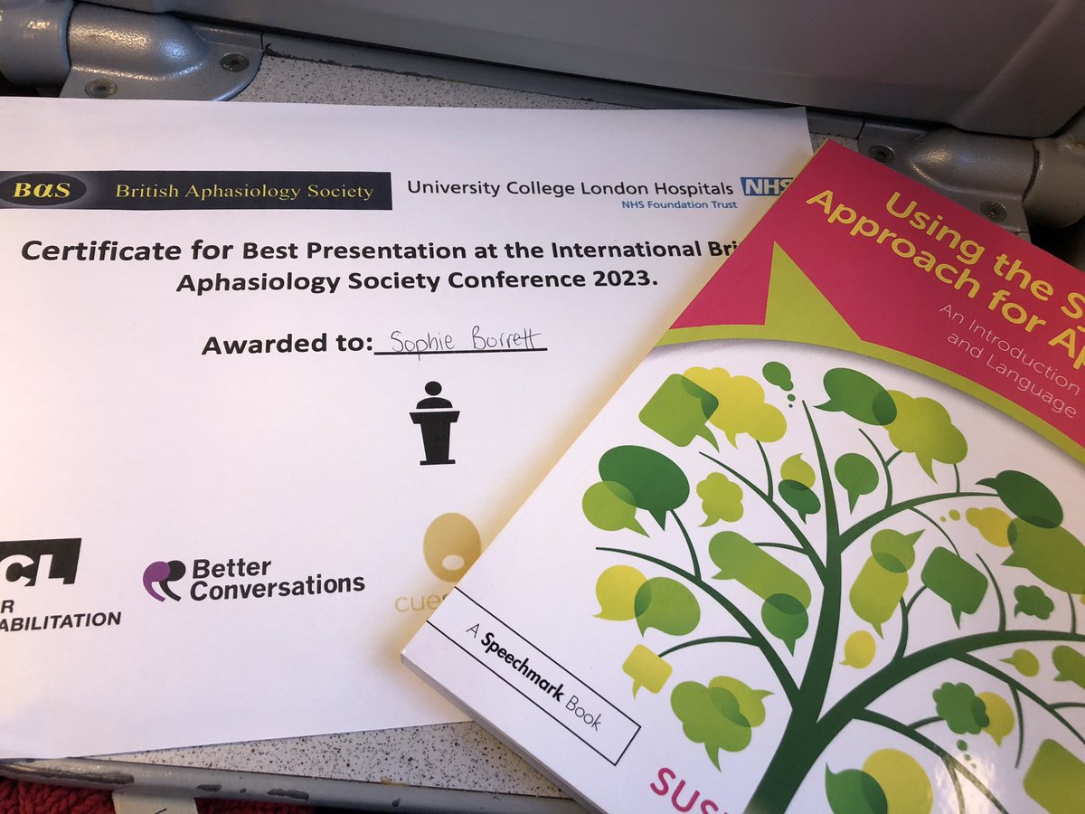 sophiecborrett's tweet photo. Thank you Maren van Rijsen &amp; @AziosSLP for recommending me for the prize of Best Presentation of today at #BASConf23 I’m very flattered. Thanks supervisory team for all your support @BCAphasia @MCAsupporttool @volkmer_anna https://t.co/7gKdK4Auw5