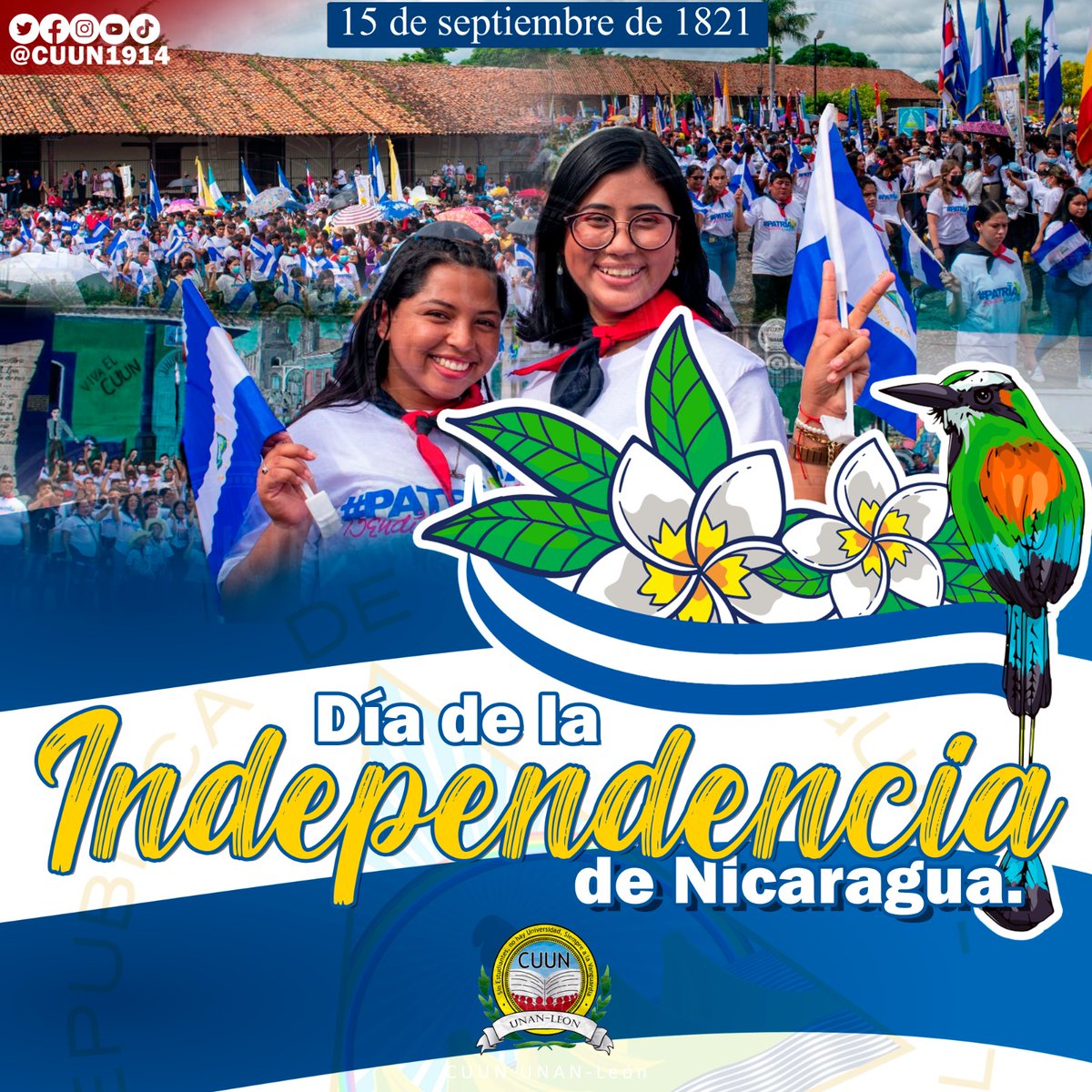 #15DeSeptiembre  || Conmemoramos 202 años de la Independencia, autodeterminación y soberanía de nuestra Nicaragua bendita y siempre libre.

#CUUN1914