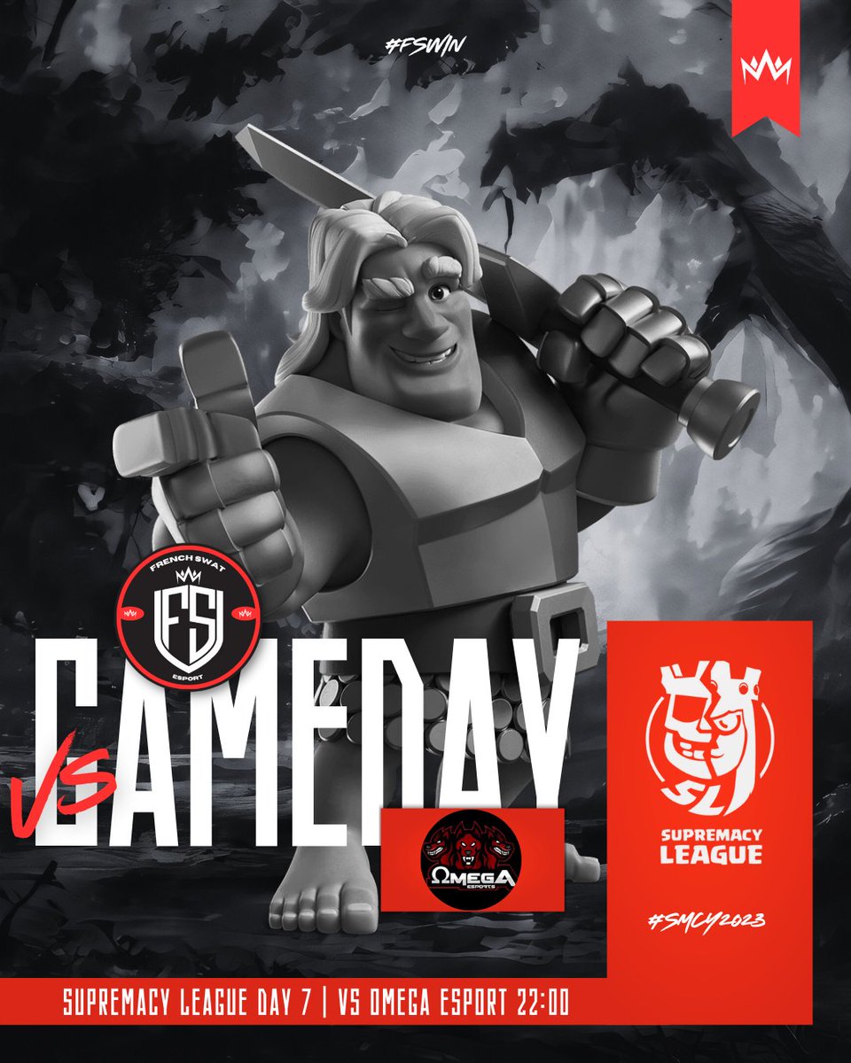 French_Swat's tweet photo. #ClashRoyale | #SMCY2023

We have to win tonight's game 👊

🏆 @CR_Supremacy 
⚔️ Day 7 
🆚 @Omega_eSportsCR 
⏰ 22:00 🇨🇵

#WeAreFs 🔴⚫ https://t.co/uBDigtvXCN