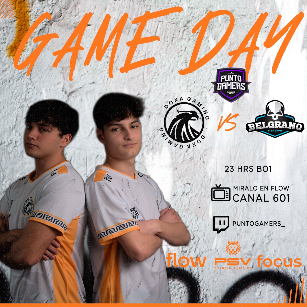 ¡HOY ES NOCHE A PURO CS! 🔫

🆚 <a href="/CABesportsok/">Belgrano Esports</a> 
⏰ 23:00 hrs  🇦🇷
 💻twitch.tv/puntogamers_
📺Canal 601 de flow 

#GoDoxa 🧡🖤#CopaPuntoGamers🏆