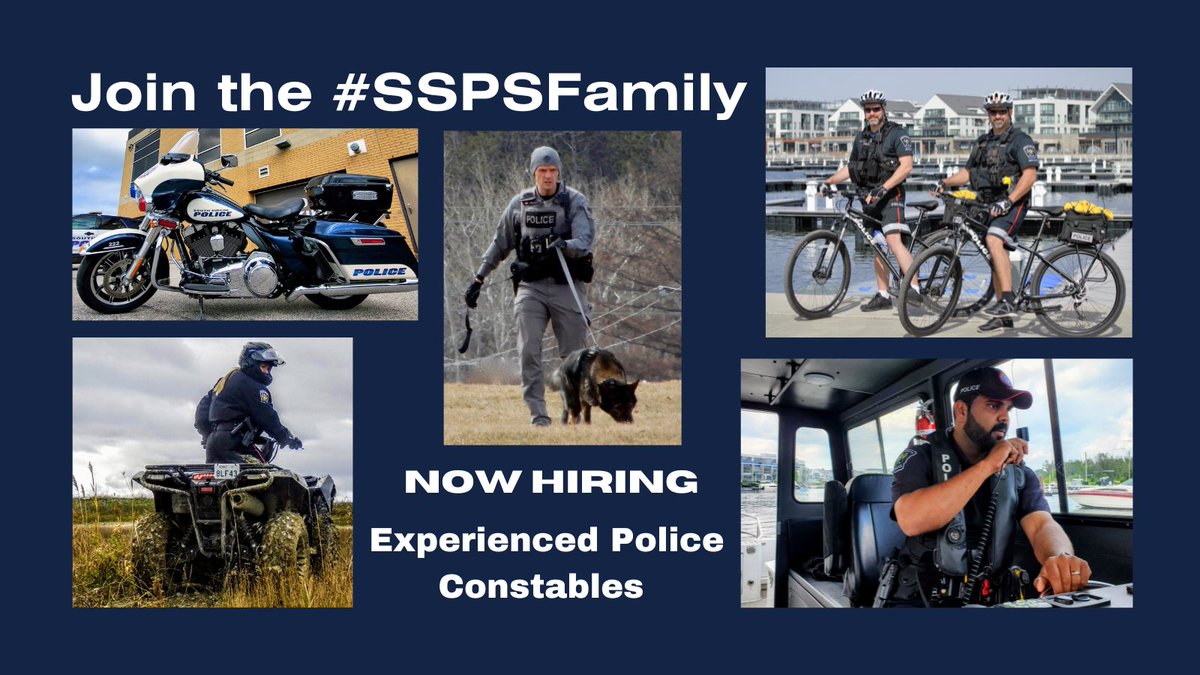 #NOWHIRING EXPERIENCED POLICE CONSTABLES:
We serve in beautiful communities with rural settings of farms, Lake Simcoe & the Holland River, where people still know you by name. Visit our website for details: 
#SSPSFamily #JoinSSPS #NotJustANumber 
southsimcoepolice.on.ca/experienced-co…