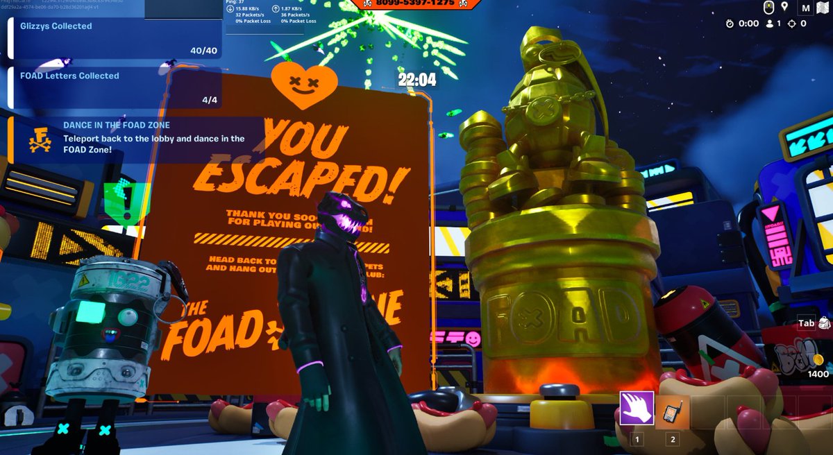 HyruleCastle64's tweet photo. I beat the FOAD run with all glizzies and letters!!! Great map guys, it's really fun and I can't wait to see where UEFN goes next!! @FoadZone #FOADChallenge #FortniteChallenge https://t.co/clhQITs9jg