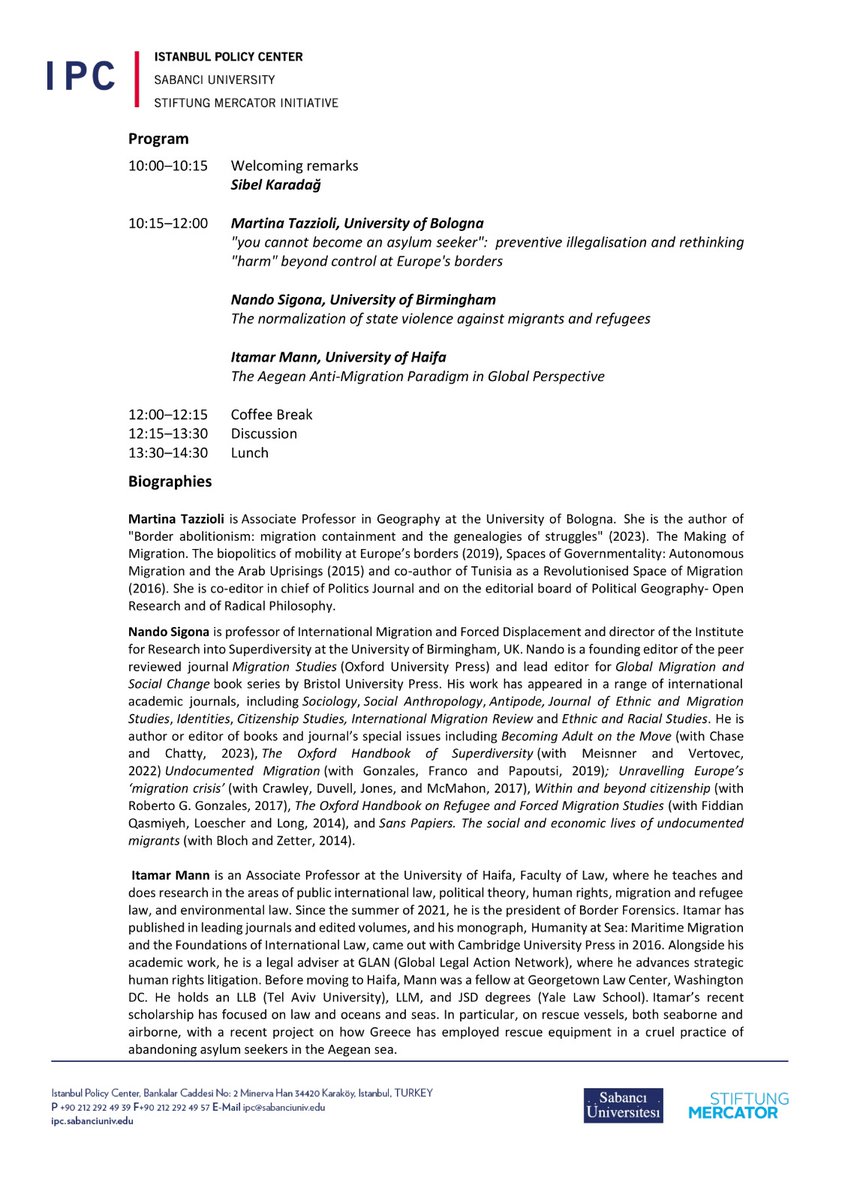 ipc_ipm's tweet photo. 📢The Istanbul Policy Center-Sabancı University-Stiftung Mercator Initiative 
📌“Imagining Border, Race and Labor in Times of Crises:The Case of Europe” 
🎤2021/22 Mercator-IPC Fellow Sibel Karadağ 
🗓September 29
⏰️10:00-14:30 
📍IPC Karaköy, Istanbul
🔗https://t.co/A5h6J0I49Z https://t.co/7MMlj9XBb2