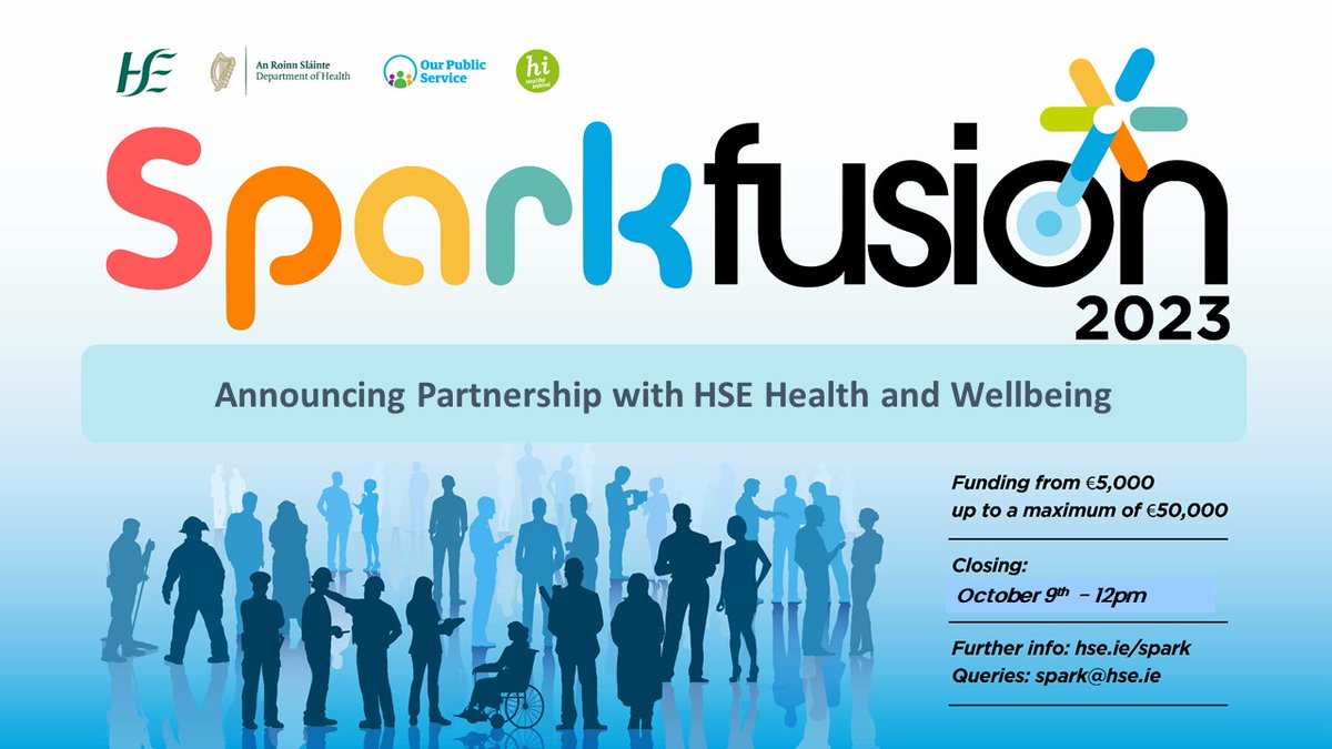 Exciting news! We are delighted to announce that @HsehealthW are partnering with us for HSE Spark Fusion 2023. This new partnership will hopefully result in increased engagement across the HSE including @HSELive Health Promotion Officers around the country. 📢 #HSESparkFusion