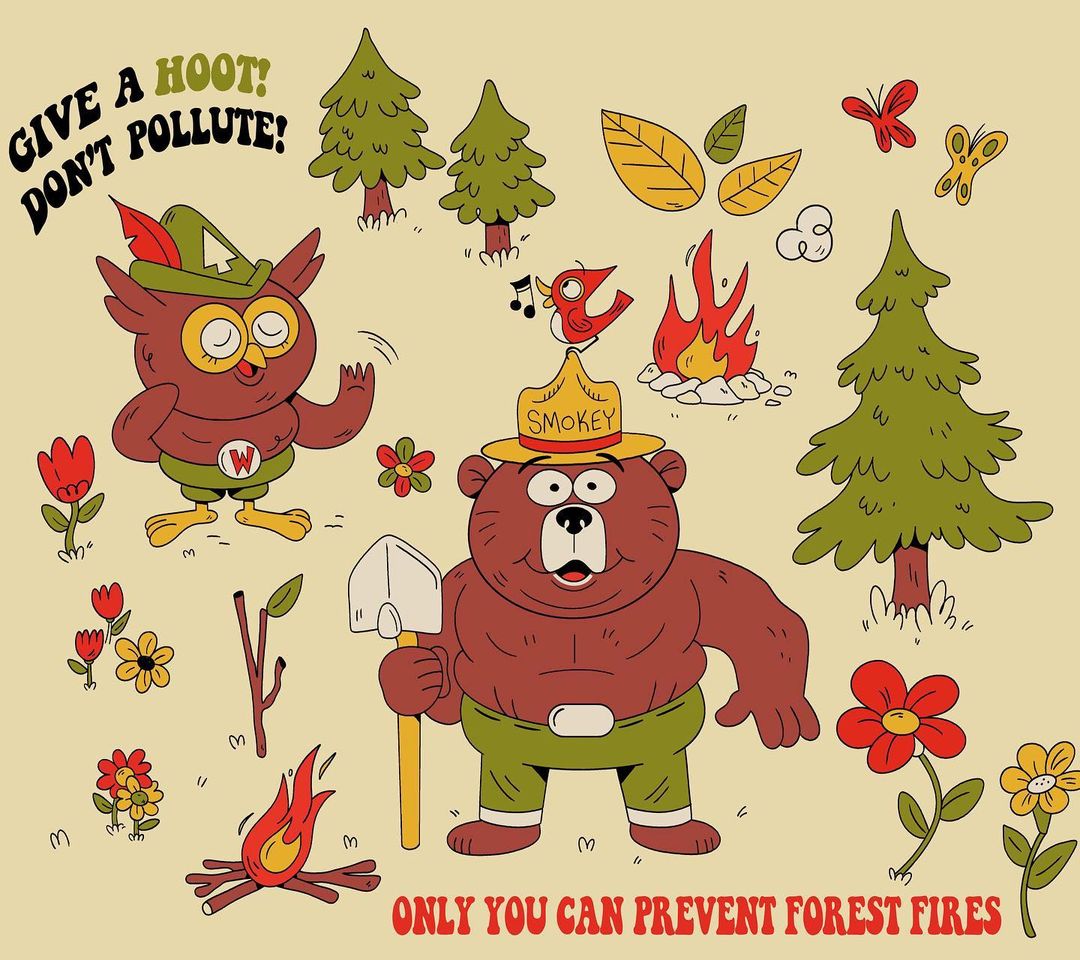 smokey_bear's tweet image. Happy Birthday to my old pal @WoodsyOwl! Another year wiser in spreading the word about taking care of our forests and wildlife.

Today and everyday: give a hoot, don't pollute! 🚮

📷: areedcartoonist (on IG)