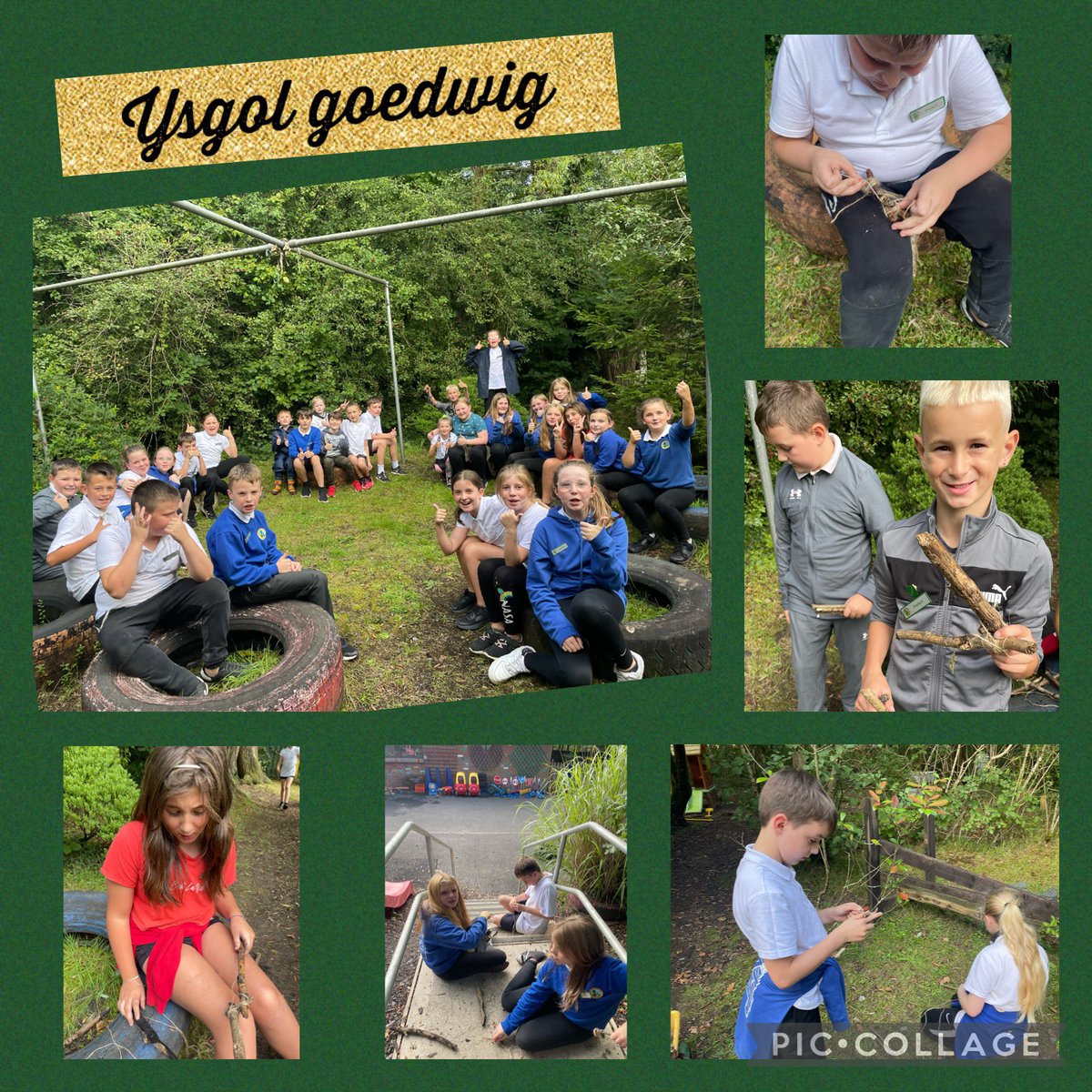 Everyone in Blwyddyn 5/6 enjoyed our first Ysgol goedwig/#forestschool session of the year! We started making our Twig Nature Frames 🌳🌱🌼 #expressivearts