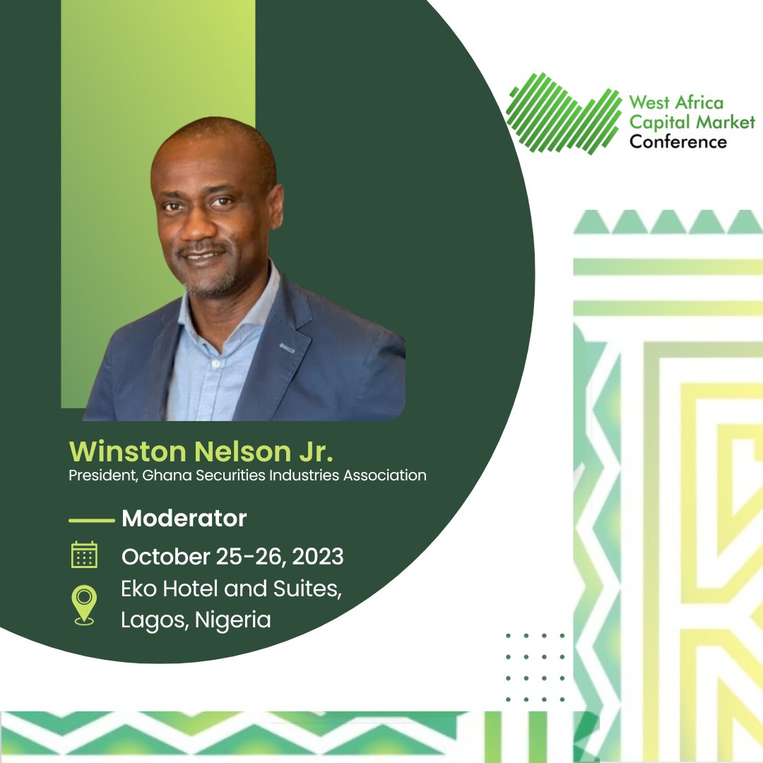 WACMaC2's tweet photo. We're pleased to have Winston Nelson Jr., President of the Ghana Securities Industries Association moderate the conversation on Leveraging Technology for Growth in the ECOWAS Region during #wacmac2023 in #lagos . #jointheconversation #meetthespeakers https://t.co/F9aaXTD9py