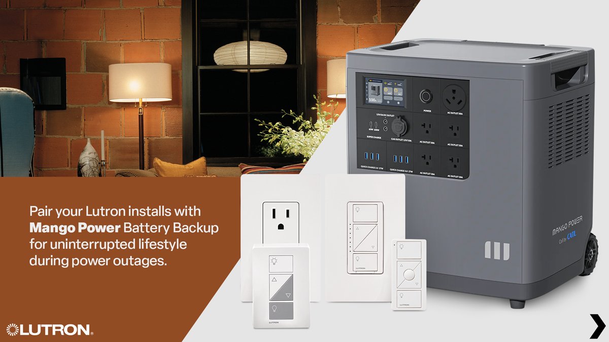 Next Level Distribution (@getnextlevelnow) on Twitter photo Pair your <a href="/Lutron/">Lutron Electronics</a> installs with #MangoPower Battery Backup for uninterrupted lifestyle during power outages.
loom.ly/sxz-Kys
#GetNextLevel #LevelUpdate #MangoPower #LutronElectronics Pair your <a href="/Lutron/">Lutron Electronics</a> installs with #MangoPower Battery Backup for uninterrupted lifestyle during power outages.
loom.ly/sxz-Kys
#GetNextLevel #LevelUpdate #MangoPower #LutronElectronics