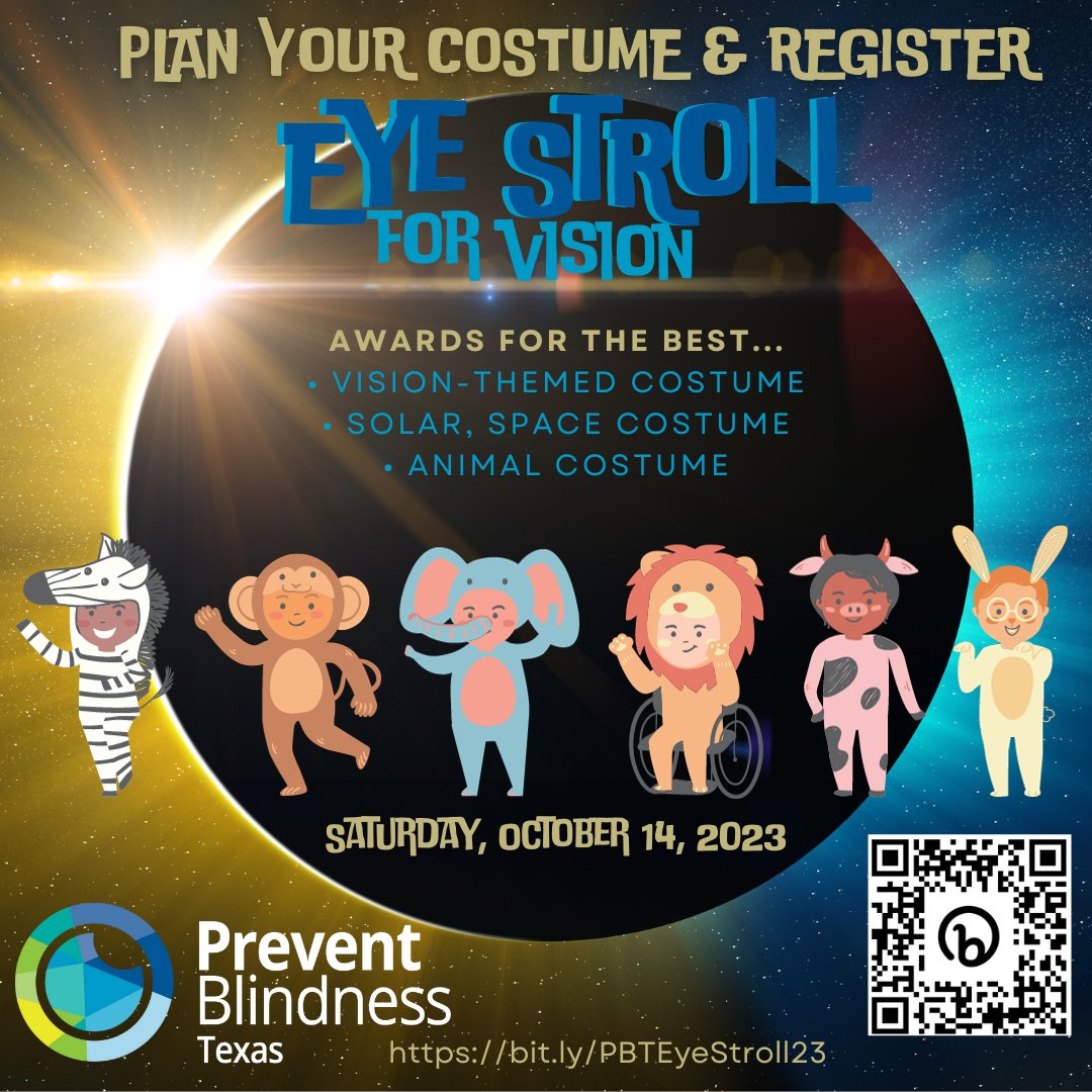 Join PBT on Sat. Oct. 14th <a href="/houstonzoo/">Houston Zoo</a> &amp; wind your way through the zoo stopping to show off your costumes, see the animals wake up, &amp; learn animal vision facts. We Can’t Wait to See Your Costumes! Learn more &amp; register at bit.ly/PBTEyeStroll23 #PreventBlindness #HoustonEvents