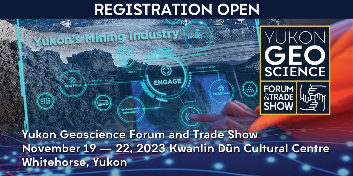 The Yukon Chamber of Mines (YCM) is excited to announce that the annual Yukon GeoScience Forum &amp; Tradeshow Registration is NOW OPEN! 

Register Today: members.yukonminers.org/ap/Events/Regi… 

#YukonGeoScience #Yukon #mining #investyukon #geoscience