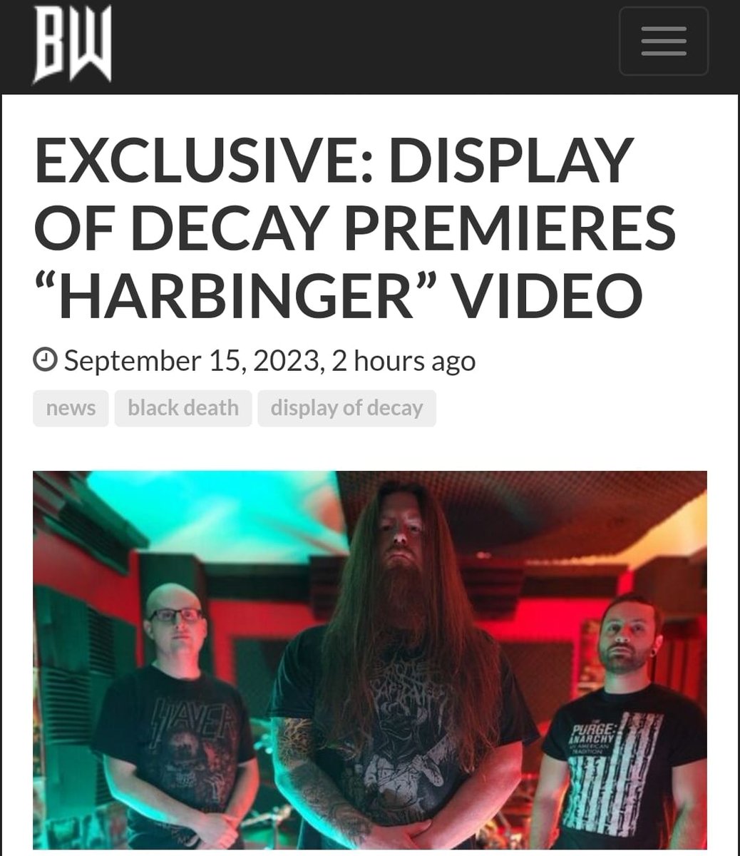 GoreHouse's tweet image. It's here! @displayofdecay's latest ripper, "Harbinger" comes courtesy of @BraveWords666. Check out the exclusive premiere as the boys rip into, what they call, "one of the most technically challenging songs" off their forthcoming album, 'Vitriol'.
bravewords.com/news/exclusive…
