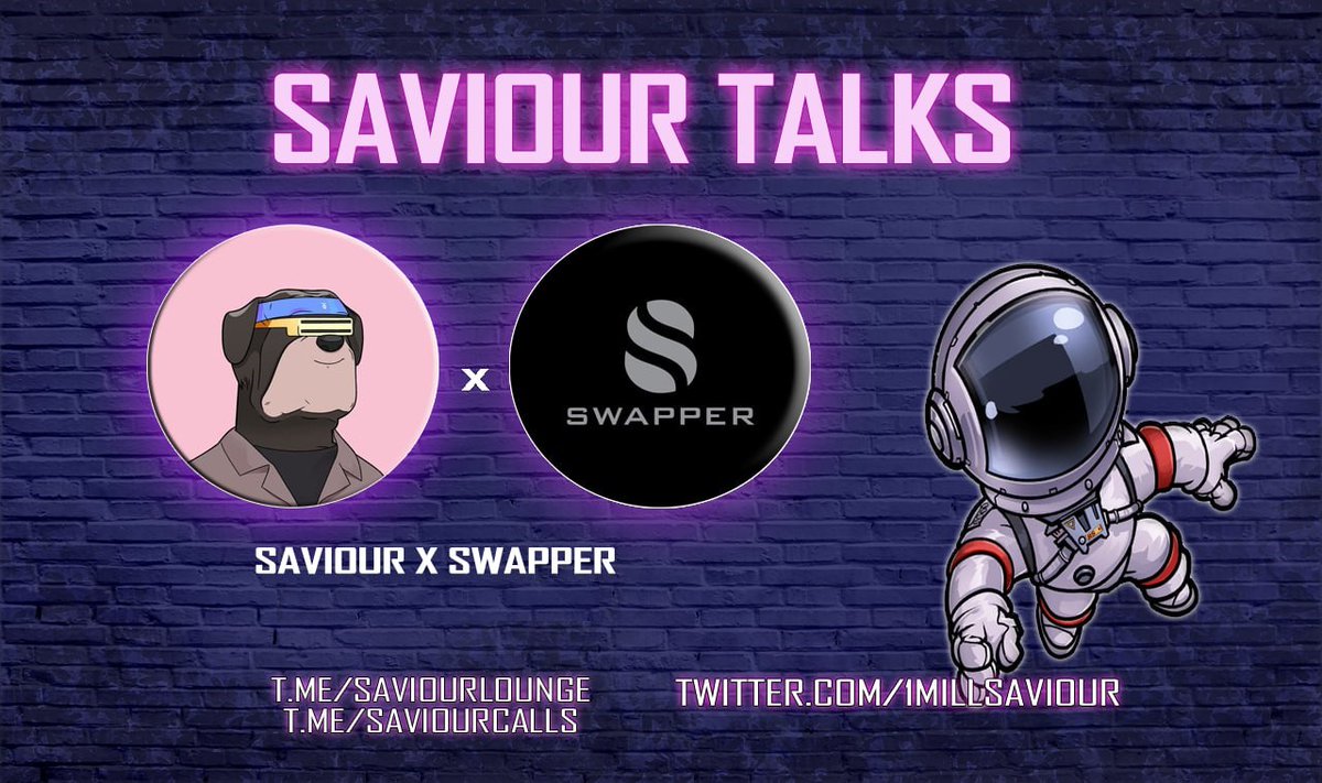 TheSwapperToken's tweet photo. We are announcing our first AMA with the influencer @1MillSaviour🎉

Feel free to ask us all the questions about The Swapper!

When? Sep, 16th 5 PM UTC ⌚️

#Swapper #FuturePossibilities #AMA https://t.co/f2loIMGU6L