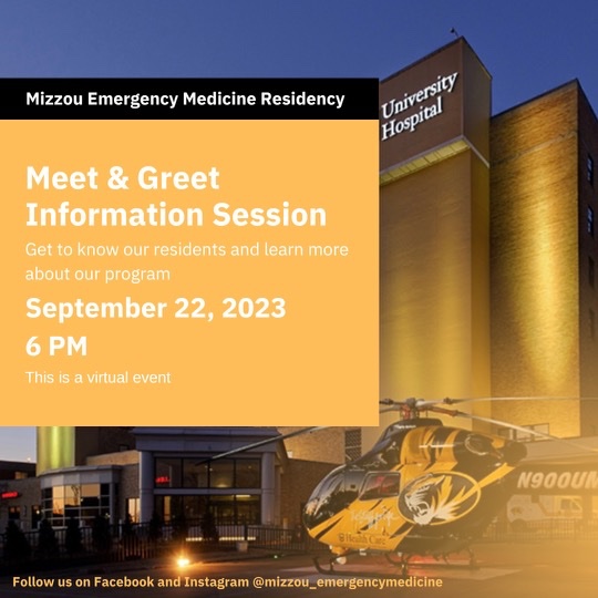 Join us for a Zoom Meet and Greet and get to know more about us and our program!

Sign up here: forms.gle/9DF8E12p3f9KQp…

#Match2024 #MedTwitter  #EmergencyMedicine