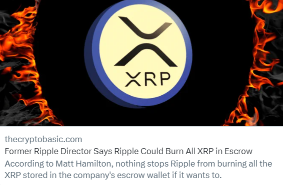 CryptoGeekNews's tweet photo. 🚨BREAKING: #RIPPLE DIRECTOR CONFIRMS RIPPLE COULD BURN ALL #XRP IN THEIR ESCROW https://t.co/d2mV4l8MGt
