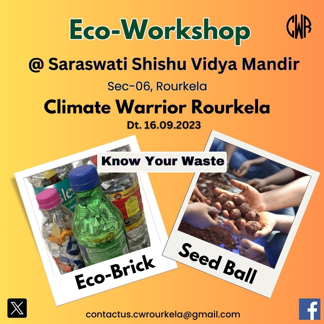 🌍 Climate Warrior Rourkela teams up with Saraswati Sishu Vidya Mandir, Sector-6.Rourkela, for an Eco-Workshop on Sep 16, 2023.♻️
From Waste to Wisdom: Join Our School Workshop Adventure as We Dive into the World of Eco-Friendly Solutions! @DfoSundargarh
#GreenLearning