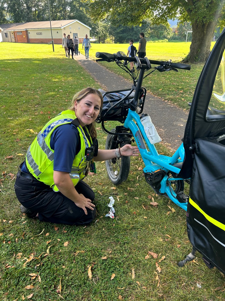 Today PCSO's from Stroud NPT have been at Victory park, 20 bikes marked & registered  on @bikeregister 🚲 
Thanks to everyone that came to see us and enjoying the ☀️ 
#VisibleInTheCommunity
#StroudNPT
#LockitMarkit