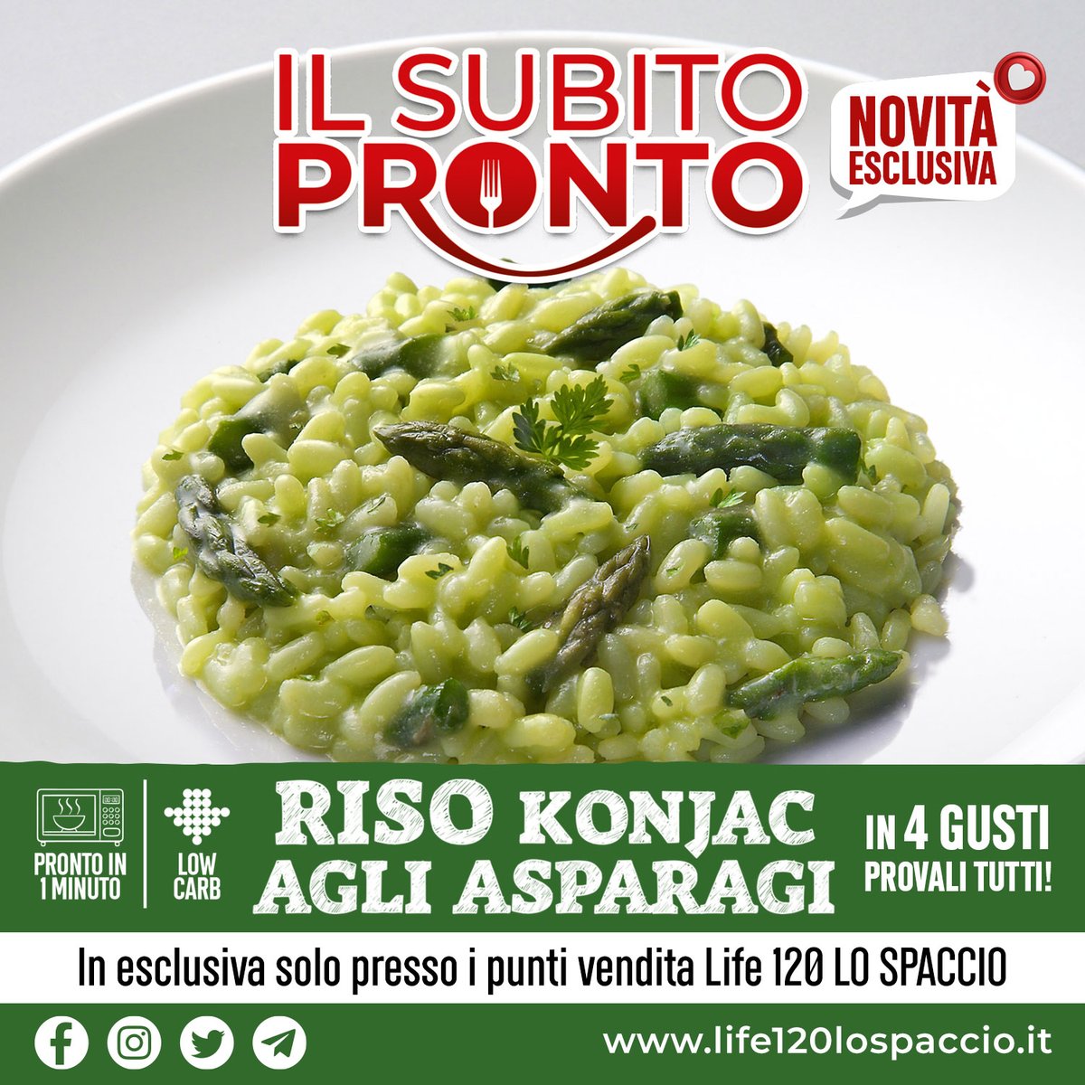 Per un #pranzo veloce e in linea con il tuo #benessere
#risokonjac agli #asparagi, un #PiattoLowCarb pronto in 1 minuto
#Life120 #Life120LoSpaccio #AdrianoPanzironi #LowCarb #PiattiPronti #PiattiSani #CiboSano #CiboItaliano #RisottoAsparagi #Risotto #riso