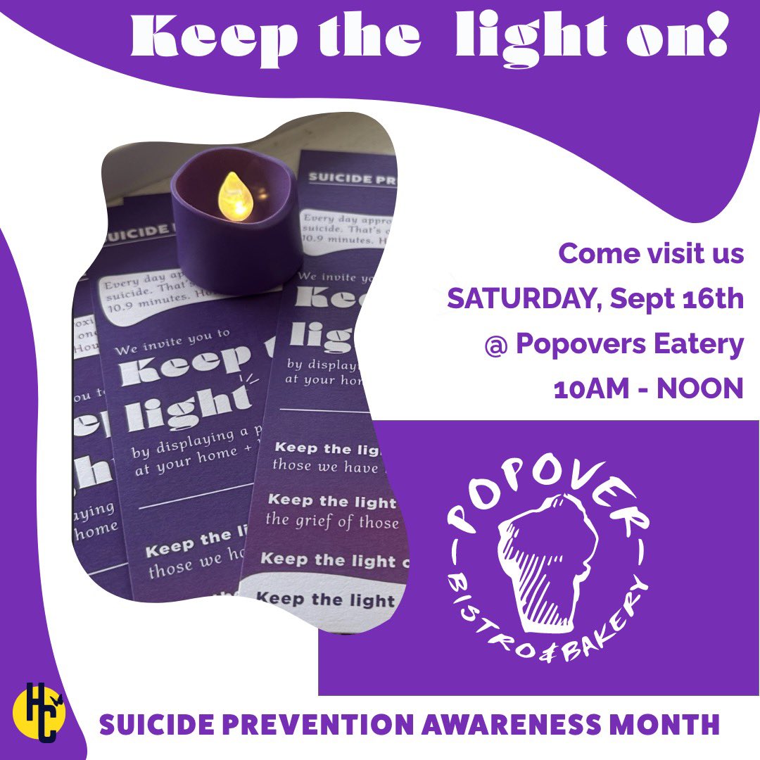 HC_HoldOntoHope's tweet photo. Come visit our tomorrow popovers Eatery in Simsbury, CT. We’ll be there to help start the conversation about mental health and suicide prevention! #SuicidePreventionAwarenessMonth https://t.co/bZ8dWny5je