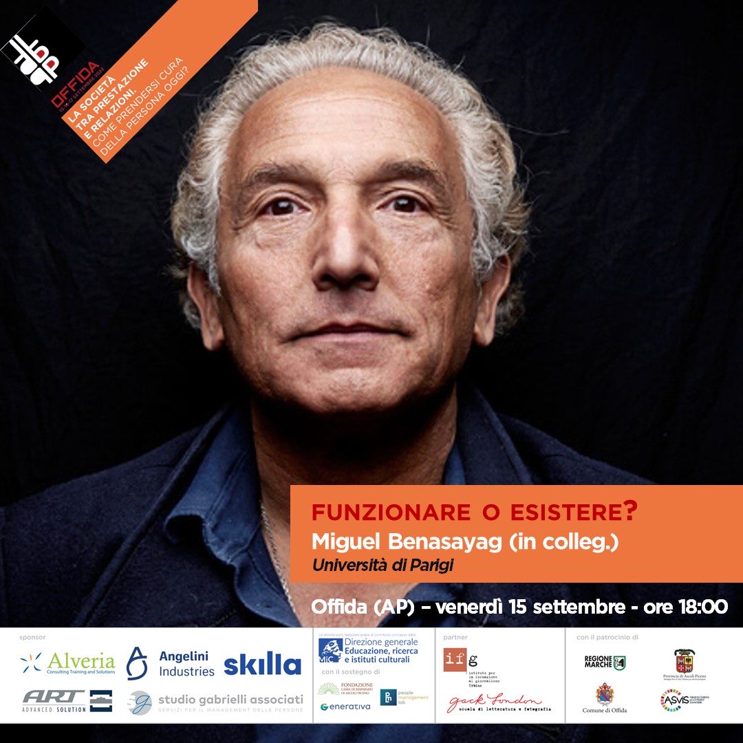 Miguel Benasayag:“L’esistenza è schiacciata in funzione della performance perché è un mondo caotico e angosciante, e ci sembra di dover sopravvivere”. Il filosofo e psicanalista apre i panel di questa prima giornata all’#offidafilmfestival in dialogo con <a href="/luca_alici/">Luca Alici</a>