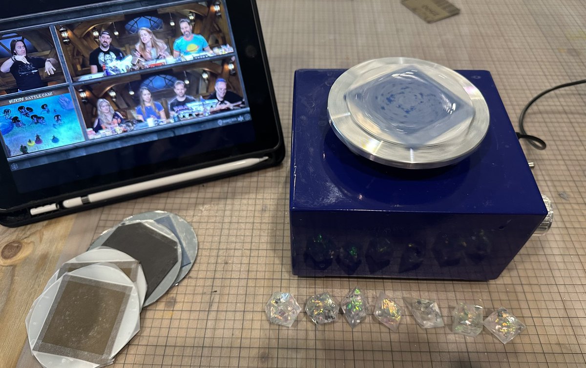 RogueRebelGames's tweet photo. Sanding and polishing some dice while watching last nights @CriticalRole, todays off to a good start https://t.co/7oaWtdgaqe