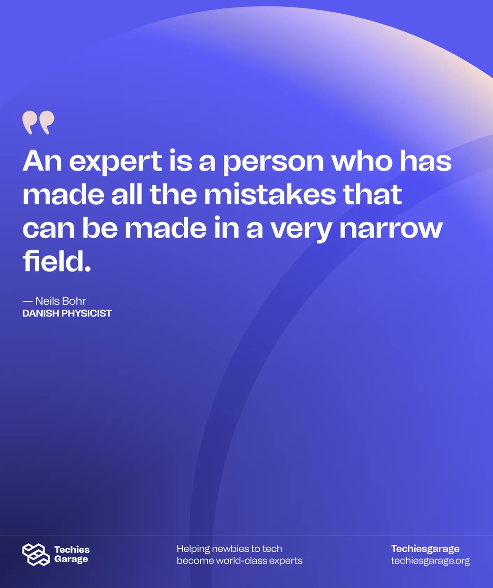 techiesgarage's tweet photo. Perfection is simply Imperfection experienced, understood and overcome. Lets overcome the fear of mistakes and make them our essential tool for growth. 
#techiesgarage #tech https://t.co/Ob2eajNC3t