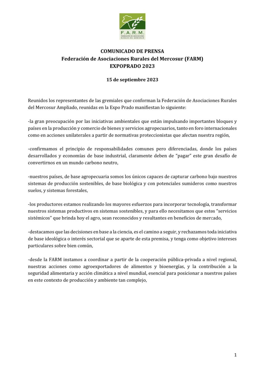Comunicado 📢
FARM - EXPO PRADO 2023