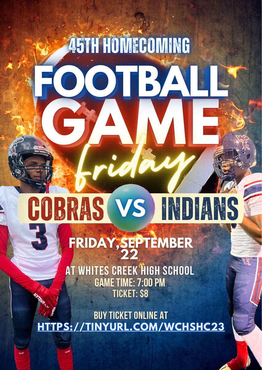 Its Homecoming at The Creek Sept. 22 
Tickets are $8
tinyurl.com/wchshc23