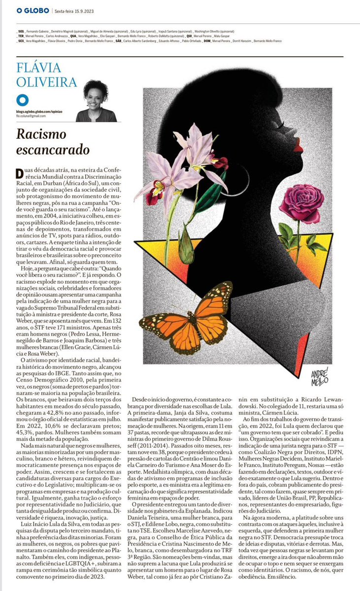 renatasouzario's tweet photo. A nomeação de uma mulher negra para o STF é uma reivindicação legítima e histórica do movimento negro. Enquanto isso, parte da esquerda desavergonhada grita seu racismo, questionando nossa posição. Repetimos sem medo: POR UMA MINISTRA NEGRA NO STF! Parabéns pelo texto, @flaviaol! https://t.co/w8pXLhEEL6