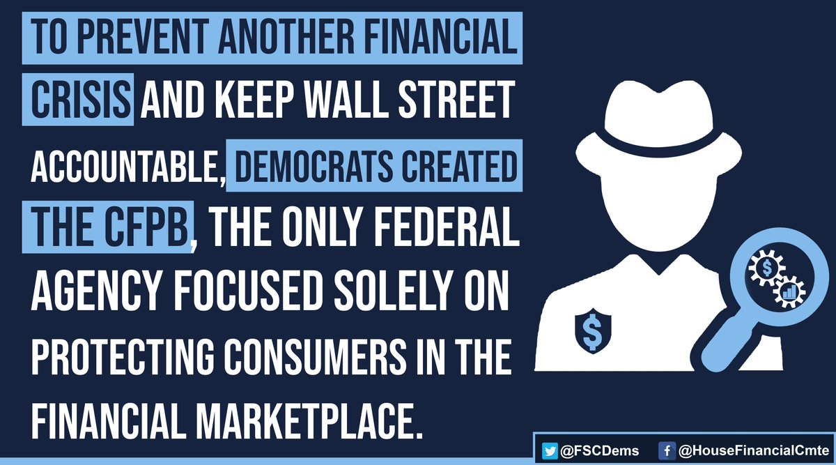 It’s been 15 years since Lehman Brothers collapsed, plunging the U.S. into a catastrophic recession that cost millions of families their homes, retirement savings, and jobs.

Congressional Democrats are working hard to #ProtectConsumers and prevent another financial crisis. 🧵