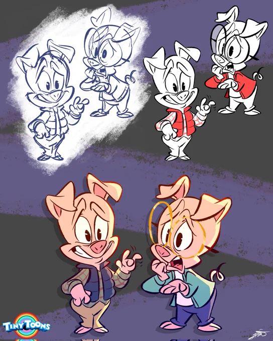 THESE guys! Early development sketches of Plucky & Hampton!  #TinyToonsLooniversity