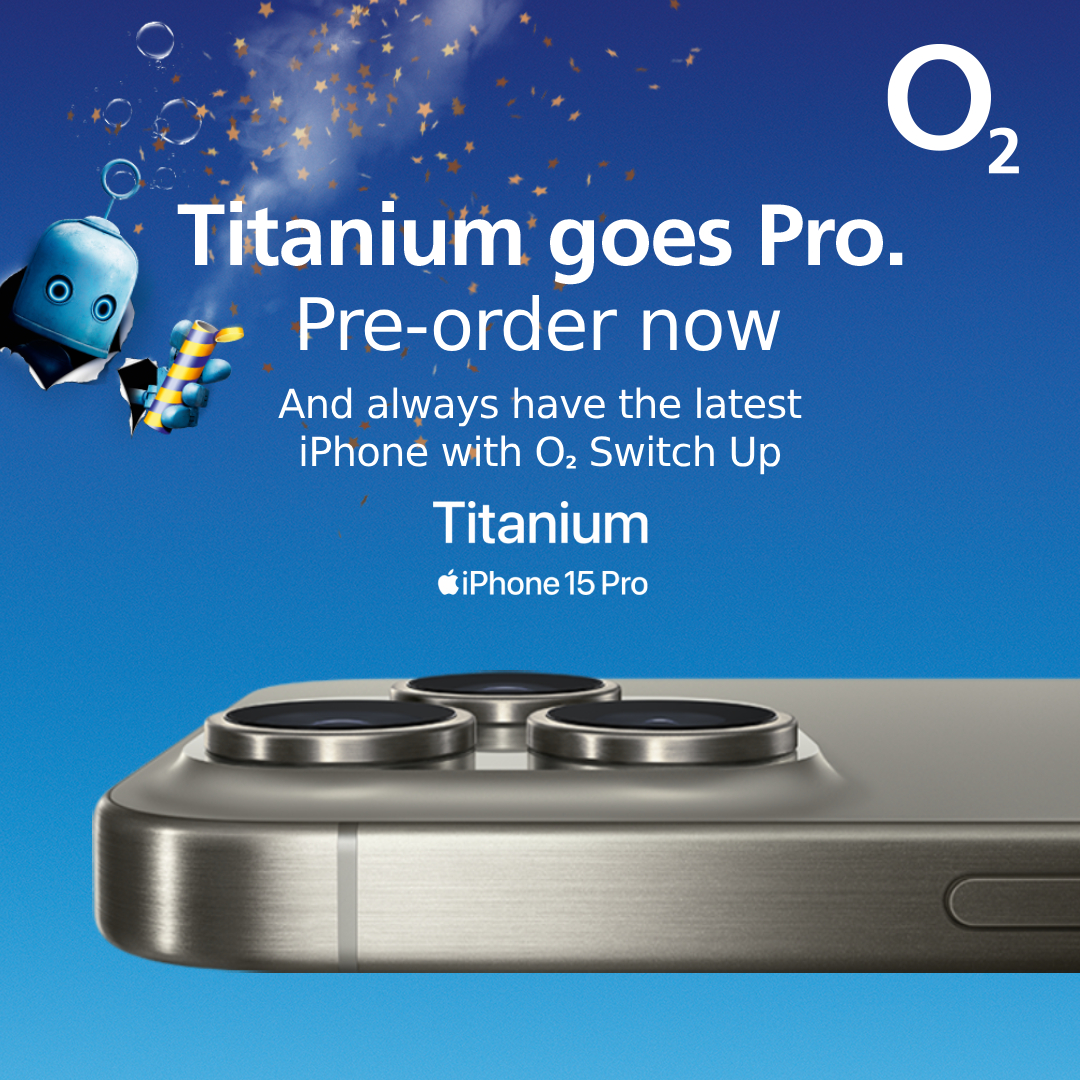 iPhone 15 Pro and iPhone 15 Pro Max are now available to pre-order with O2 👉 o2uk.co/IPhone15Pro
