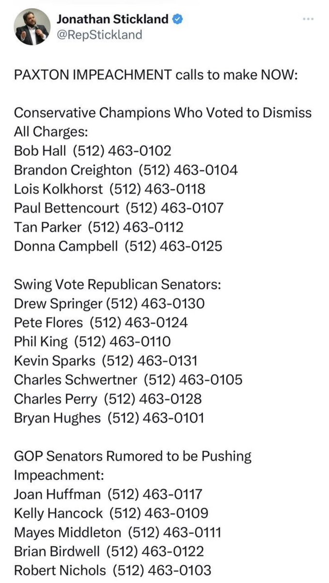 Texans call every one of these senators.