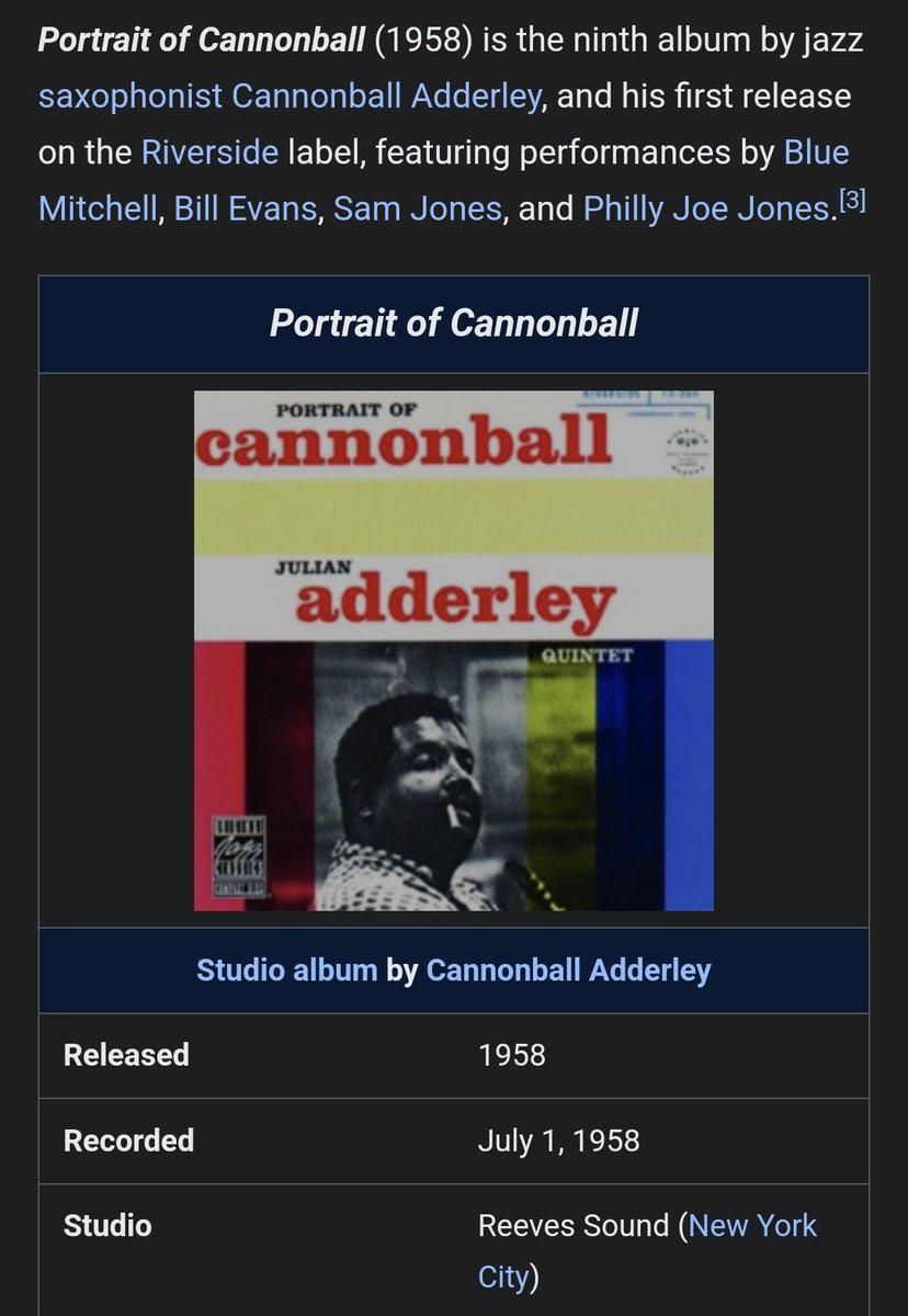 🌟🎂Julian Edwin "Cannonball" Adderley  
(September 15, 1928 – August 8, 1975) 
💿Portrait of Cannonball 
▶️youtu.be/Jnd_s8EcQ9Q?si… 
#jazz #Jazzmusic