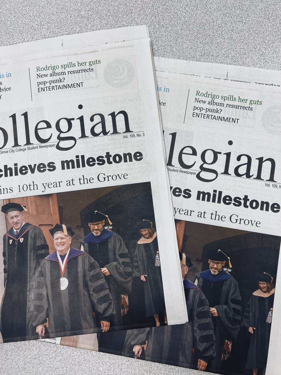 Collegian_GCC's tweet photo. READ ALL ABOUT IT
The newest issue of The Collegian is out on campus everywhere!
Featuring:
-President McNulty's 10th ear at Grove
-Friendzone Advice from Dr. Love
-Alum turned FBI Agent https://t.co/uo2DjcnHmJ