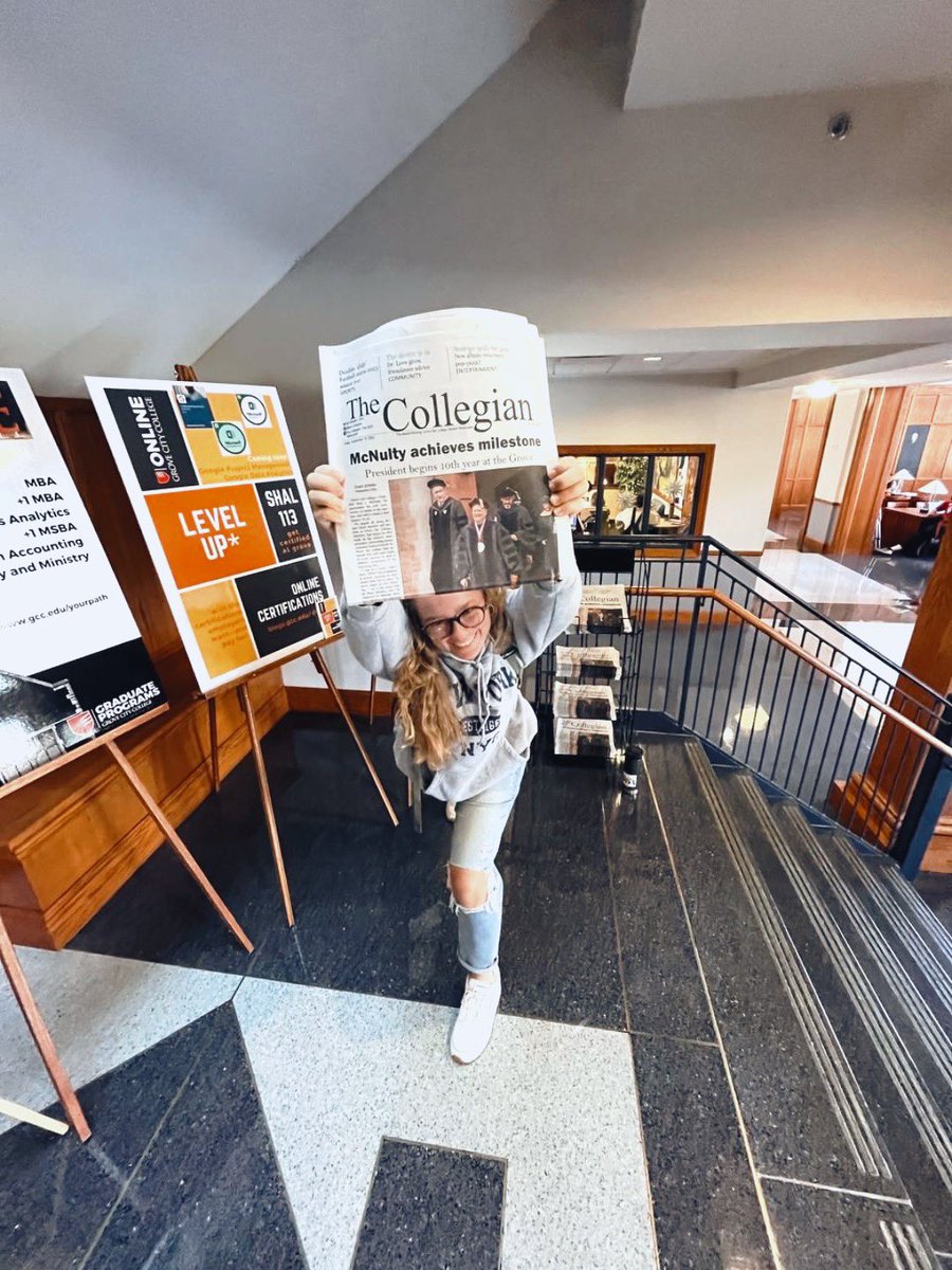 Collegian_GCC's tweet photo. READ ALL ABOUT IT
The newest issue of The Collegian is out on campus everywhere!
Featuring:
-President McNulty's 10th ear at Grove
-Friendzone Advice from Dr. Love
-Alum turned FBI Agent https://t.co/uo2DjcnHmJ