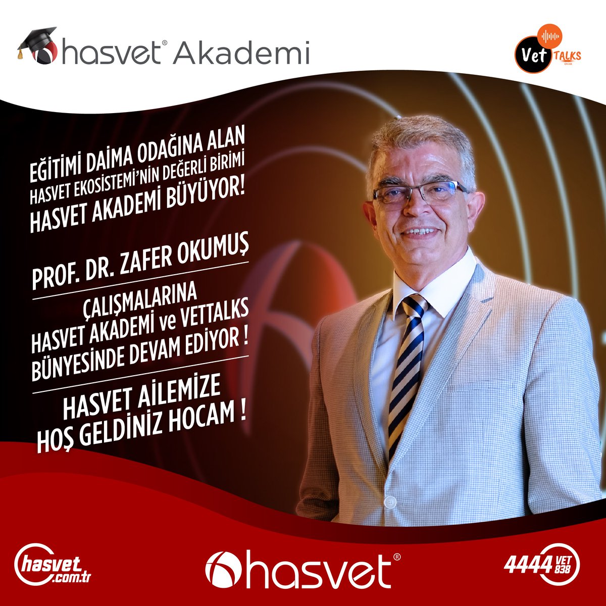Eğitimi daima odağına alan Hasvet Ekosistemi'nin değerli birimi Hasvet Akademi büyüyor! Prof. Dr. Zafer Okumuş, çalışmalarına Hasvet Akademi ve Vettalks bünyesinde devam ediyor!
Hasvet ailemize hoş geldiniz hocam!