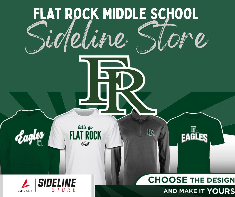 We now have our own Fan Gear Sideline Store! All purchases are delivered directly to you and support Flat Rock Middle School.  Code: SPIRIT will get you 25% off everything for a limited time!
sideline.bsnsports.com/schools/north_…
#EaglePride #GoEagles