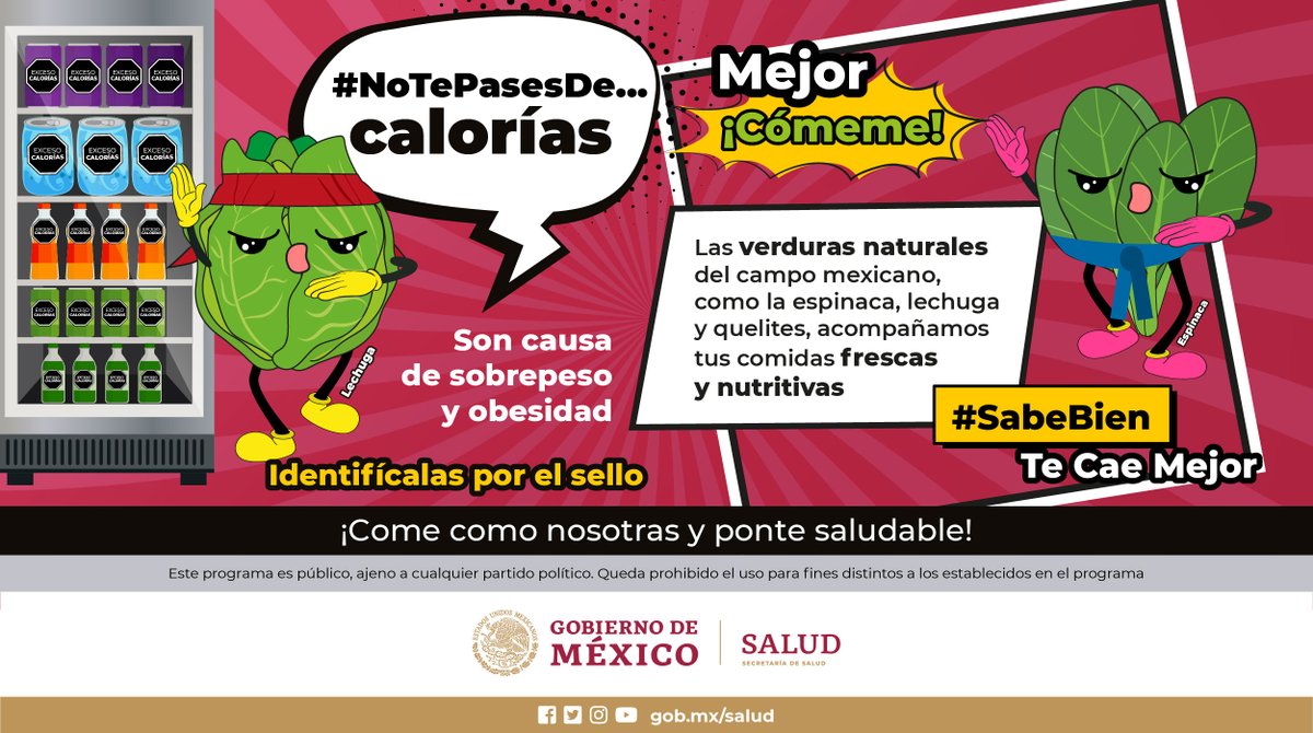 #AlimentaciónSaludable 🥬

✅ Exceso de calorías = sobrepeso y obesidad  🍟🍪🍭
✅ Productos de la milpa del campo mexicano=nutrición, salud y bienestar 😋🥦🍎
¡Ponte Saludable! 🙌🏼

#EtiquetadoParaLaSalud #LaComidaNaturalEsPuraVida #SabeBien