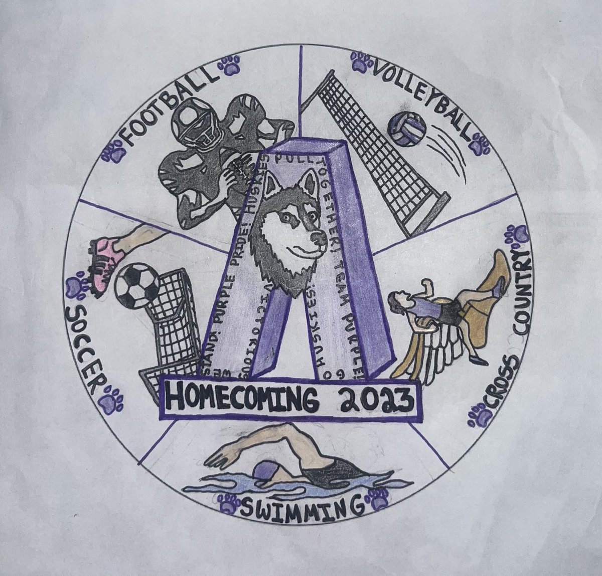 AHSHuskies's tweet photo. Congratulations to Madison Becker and her winning design for the 2023 AHS Homecoming Button!!! https://t.co/ZYV62iq4XQ