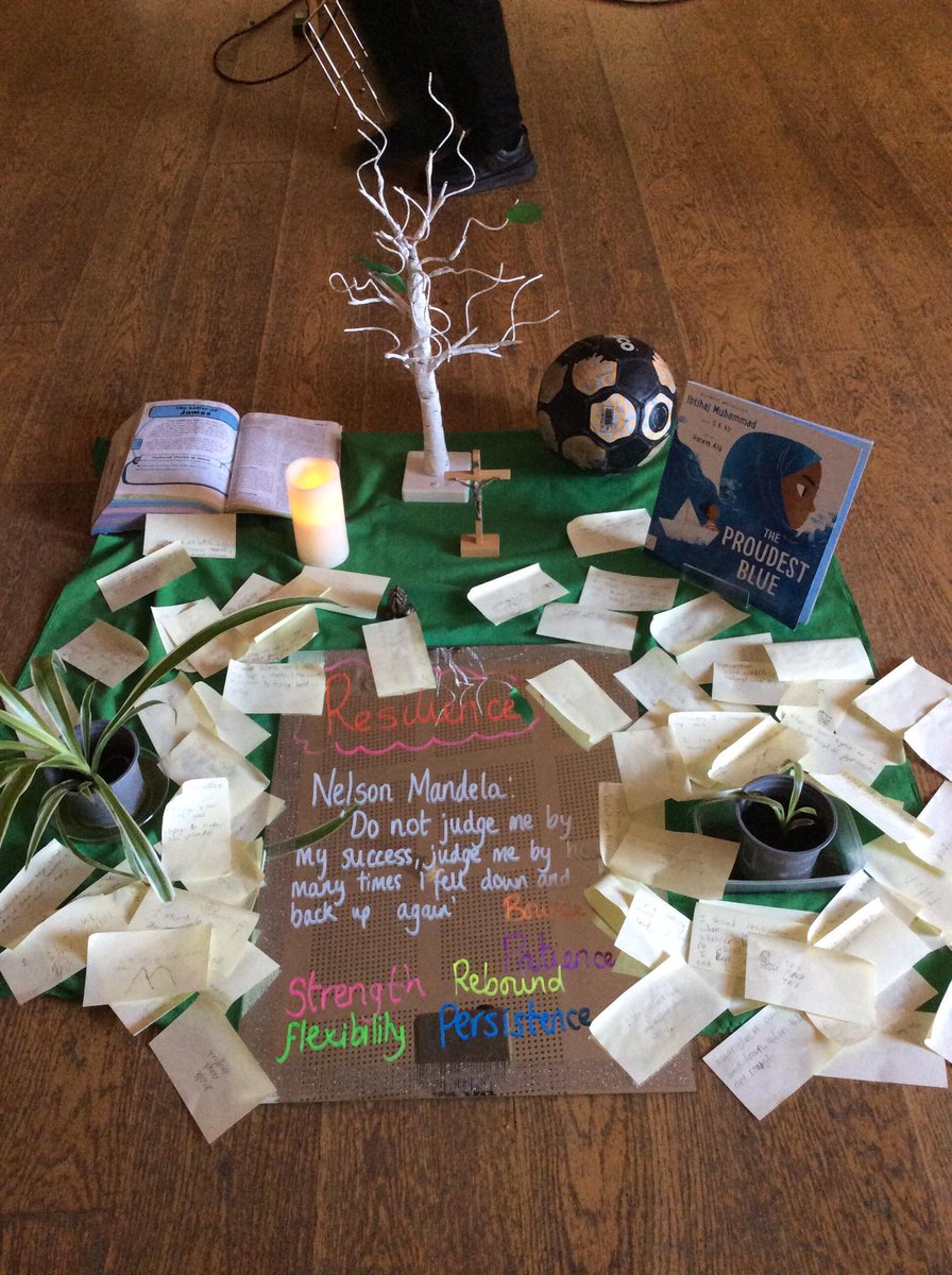 HTAHeadteacher's tweet photo. So proud of our school community this week, ending with a retreat day focussing on The Common Good, Promoting Peace and Subsidiarity, beautiful work and incredible singing. Our Liturgical Prayer theme was ‘Resilience’ a very fitting school virtue #HTACatholicLife @OLOLCatholicMAT https://t.co/SHNCFZvPBz