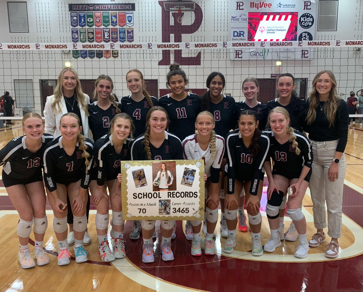 PLHS_Volleyball's tweet photo. Congrats to @reagan_hickey on breaking the school career assists record! 3,465 &amp; counting ✨ We are SO proud of you! 💛👑 https://t.co/z7JH2zDHhv
