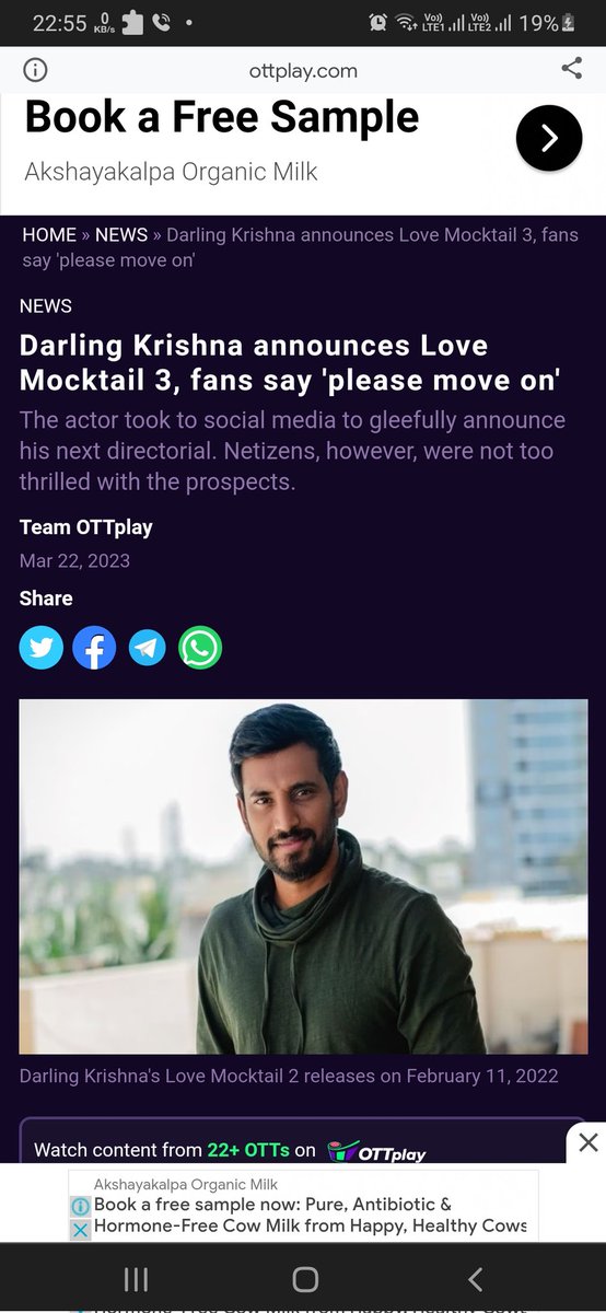 Bharathr4444's tweet photo. @Kannada_BO Now @darlingkrishnaa will say I'll continue #mocktail3 script ,later when MT3 flops he'll start crying and say Kannada people don't support Kannada movies. This @MilanaNagaraj block all those accounts who express their concern, shame on them. ಇವರನ್ನ ನಾವು ಬೆಳಸಬೇಕ? https://t.co/YdbEbi3L9O