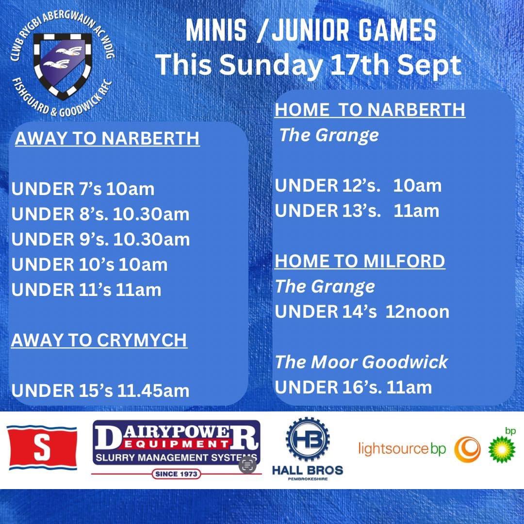 🔵Mini/Junior Rugby this Sunday 17th September 🔵